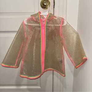 GAP Kids' Transparent Raincoat with Pink and Rainbow Trim